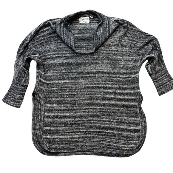 Field Flower x Anthro Sweater Gray Black Spacedye Cowl Neck Curved Hem Medium - Picture 1 of 7